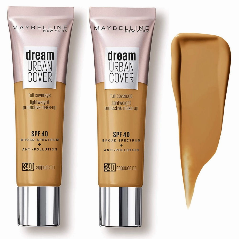 2x Maybelline Dream Urban Cover Full Coverage Foundation 340 Cappuccino