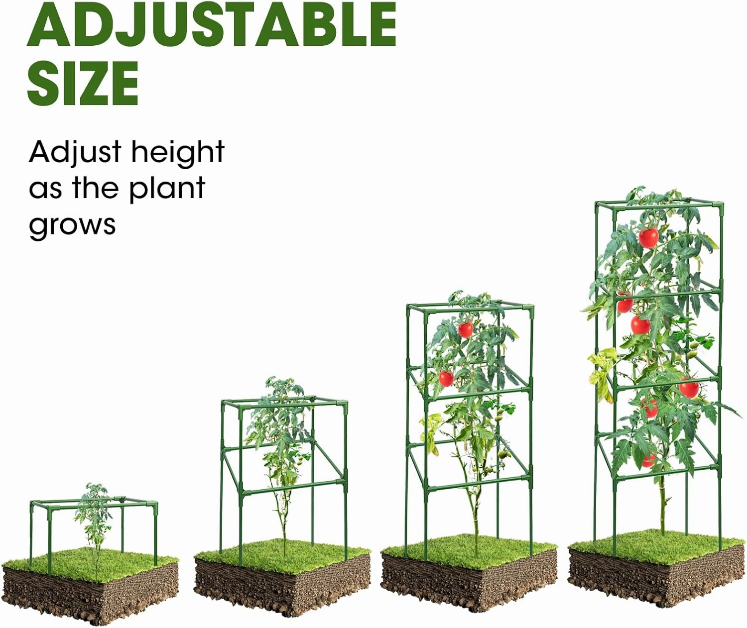 3 Pack Tomato Cages,Square Tomato Plant Stakes Support Cages Trellis for Garden Climbing Vegetables Flowers Fruits,Extra Bold