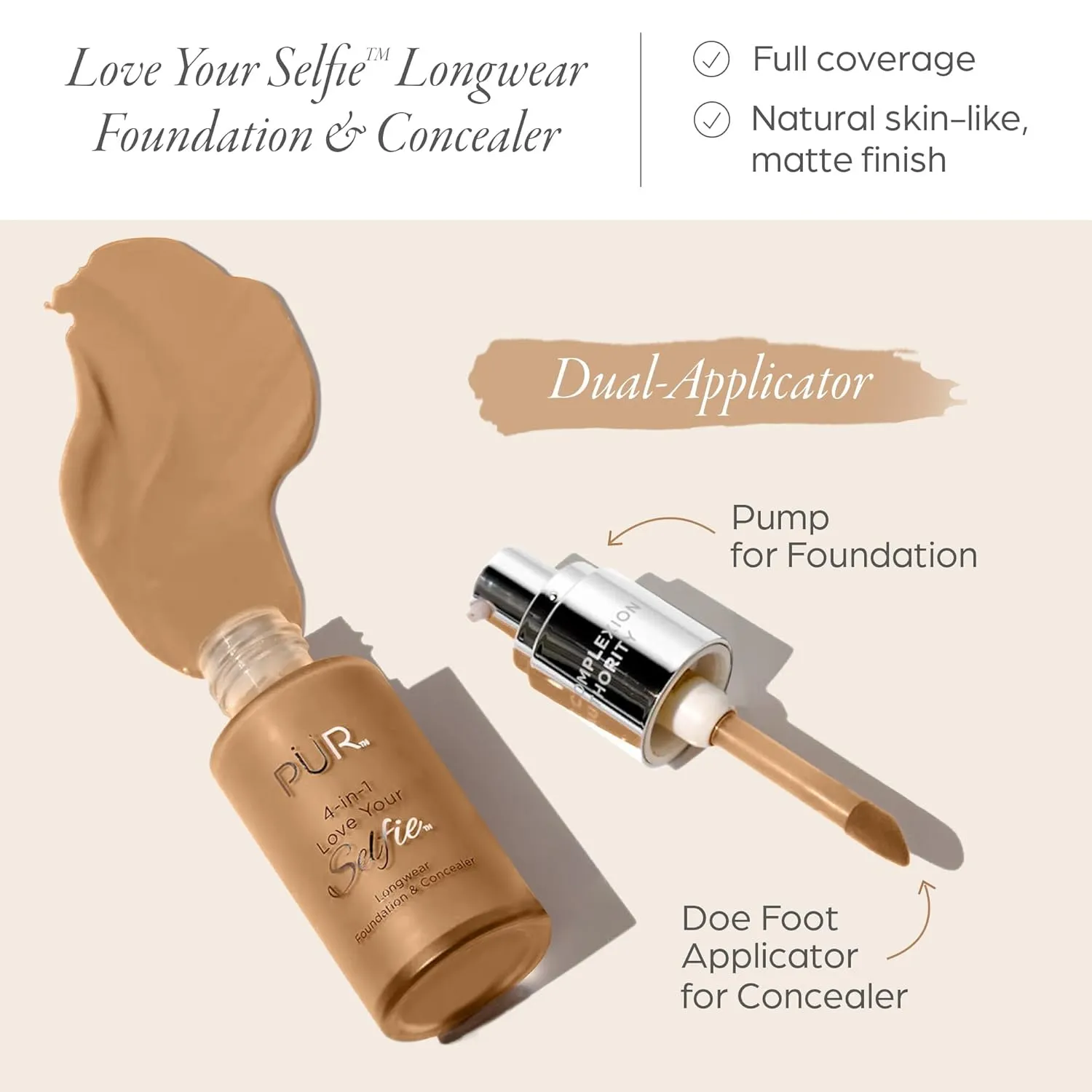 4-in-1 Love Your Selfie Longwear Foundation & Concealer Full Coverage Liquid Foundation, Hydrating Formula, Cruelty Free