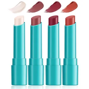 4 Pcs Lip Tint Hydrating, Moisturizing Tinted Lip Balm, Long-Lasting Waterproof Lip Gloss Lipstick Set, Natural Lip Moisturizer with Vitamin E, Non-Stick Cup Lip Tint Stain