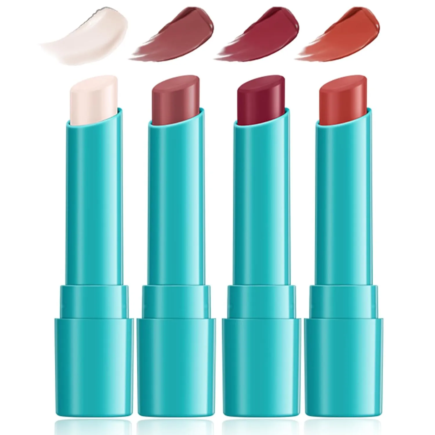 4 Pcs Lip Tint Hydrating, Moisturizing Tinted Lip Balm, Long-Lasting Waterproof Lip Gloss Lipstick Set, Natural Lip Moisturizer with Vitamin E, Non-Stick Cup Lip Tint Stain