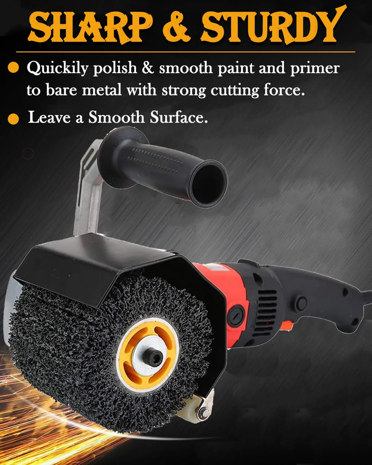 4.5" x 4" Abrasive Drawing Wheel Surface Conditioning Tool, 40 Grit Abrasive Drum for Metal Polishing Paint, Rust, Oxidation - 3/4" Quad Keyway for Hand held Polishing Machine(1)