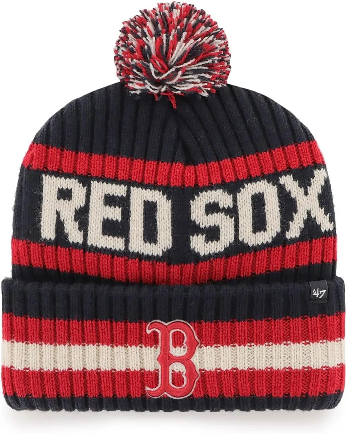 47 MLB Unisex-Adult Officially Licensed Primary Logo Bering Sport Knit Cuffed Pom Beanie Cold Weather Hat