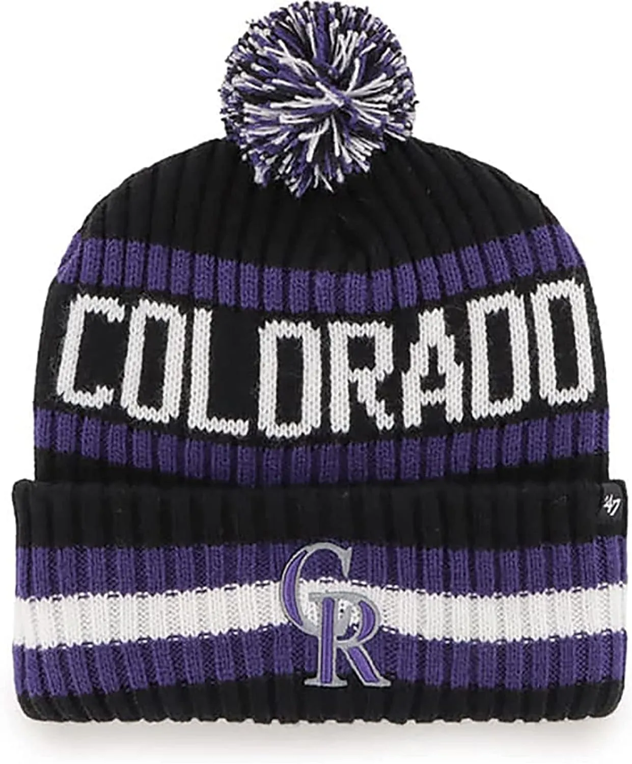 47 MLB Unisex-Adult Officially Licensed Primary Logo Bering Sport Knit Cuffed Pom Beanie Cold Weather Hat
