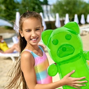 4E's Novelty Inflatable Gummy Bears Huge 24" - Great for Party Decorations, Unique Blow Up Pool Toys for Kids, Candyland Themed Birthday Party Decorations Supplies - Pack of 6