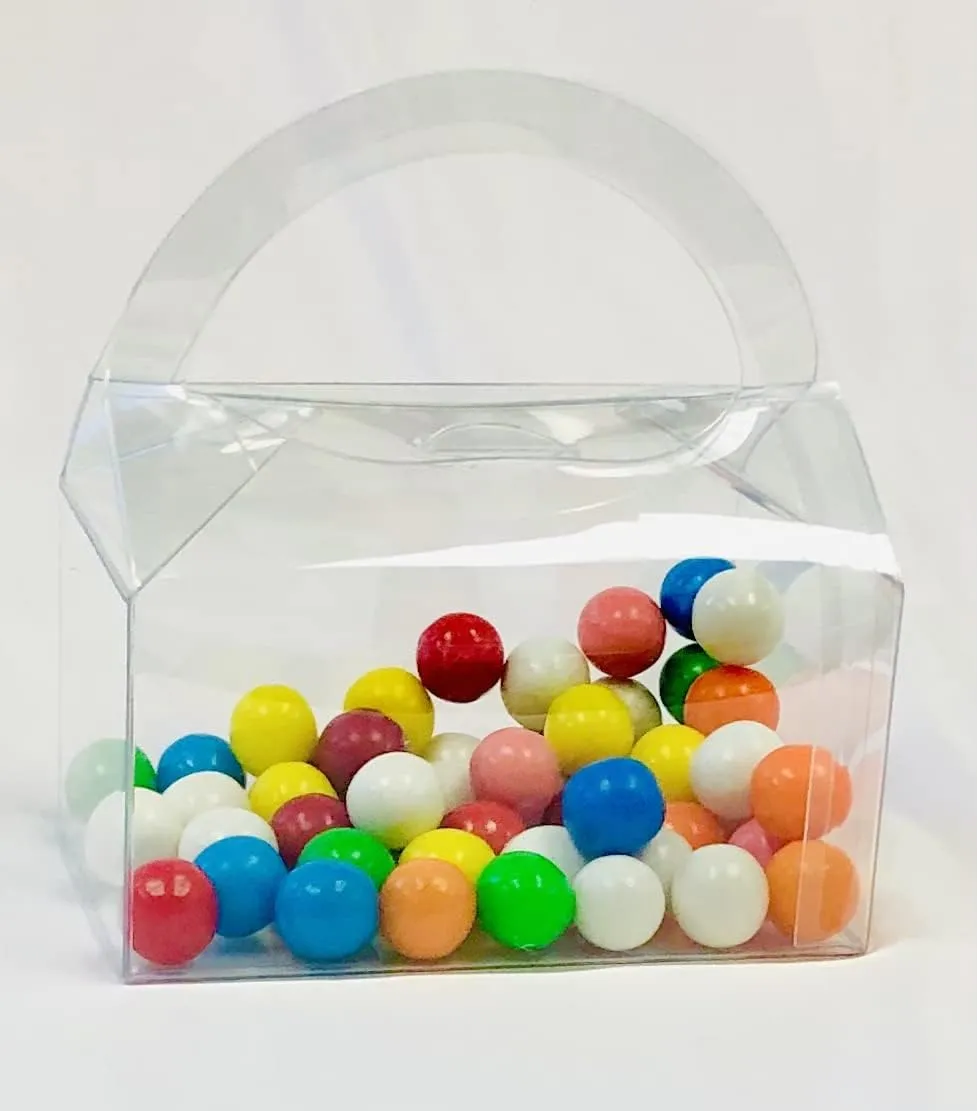 50 PCS 4-1/2 x 3 x 3-3/4" Clear APET Food Safe Handbag/Gable Shaped Box with Arc Handle