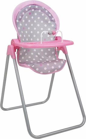 509 Crew: Cotton Candy Pink: Foodie Doll Highchair - Pink, Grey, Polka Dot - for Dolls Up to 21", Sturdy, Kids Pretend Play, Ages 3 