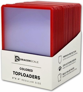 50-Pack Colored Toploaders | Premium Plastic Card Holder for Sports Cards & Trading Card Games TCG | 3x4 Standard Size 35PT Cards | Assorted Colors & Size Packs (Red)