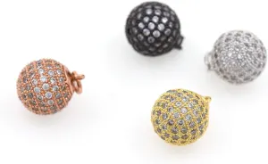 5Pcs Shamballa Round Ball Bead Pendant,Micro Pave Clear Cubic Zirconia CZ Beads Charms,CZ Jewelry Pendant 14x11mm MixedColor