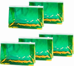 5PCS Holographic Clear Makeup Bag Bulk,Zipper Portable Waterproof Toiletry Pouch,Iridescent Storage Cosmetic Bags for Women (Green-5 pcs)