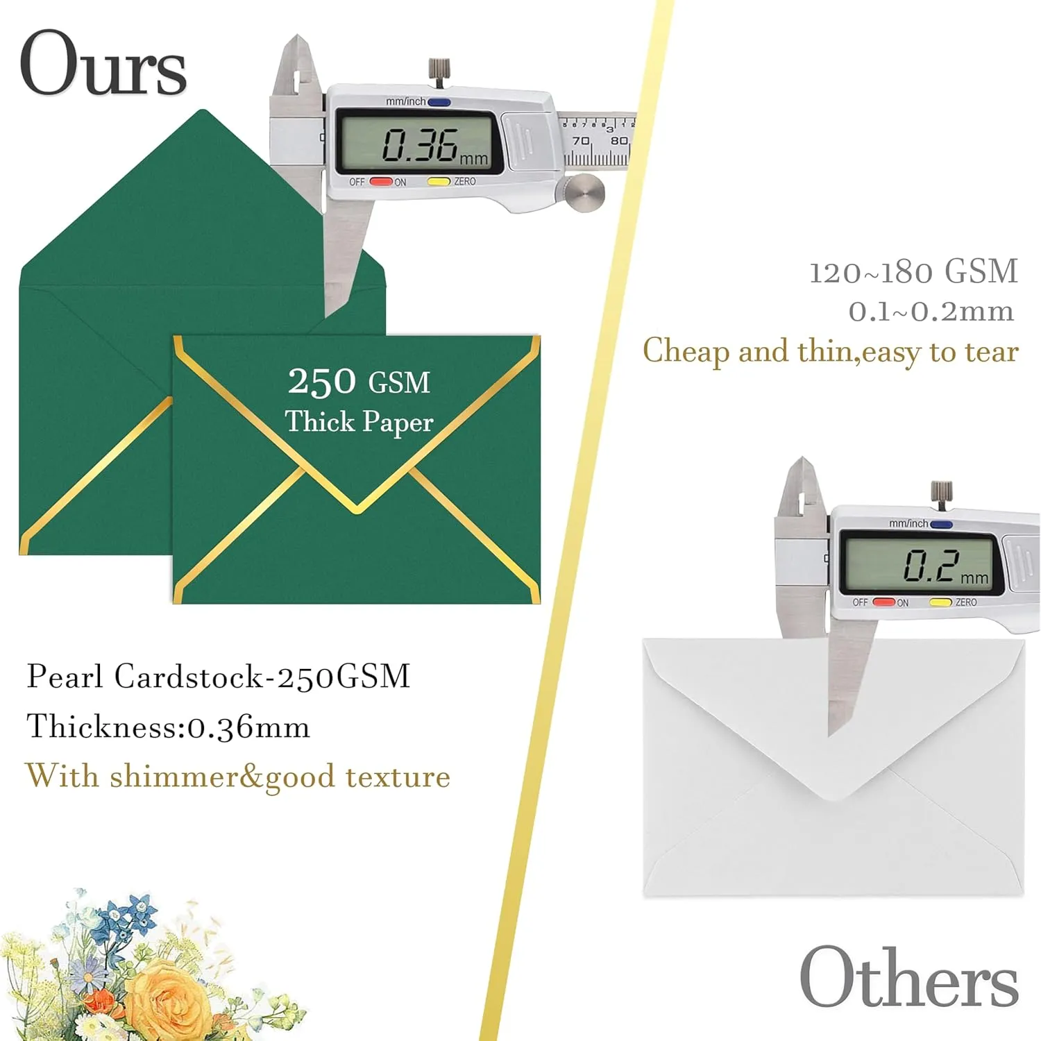 60 Pack Gold Envelopes 5x7, 250G Pearled Cardstock A7, A6 4x6 for Invitations, Business, Wedding, Baby Shower