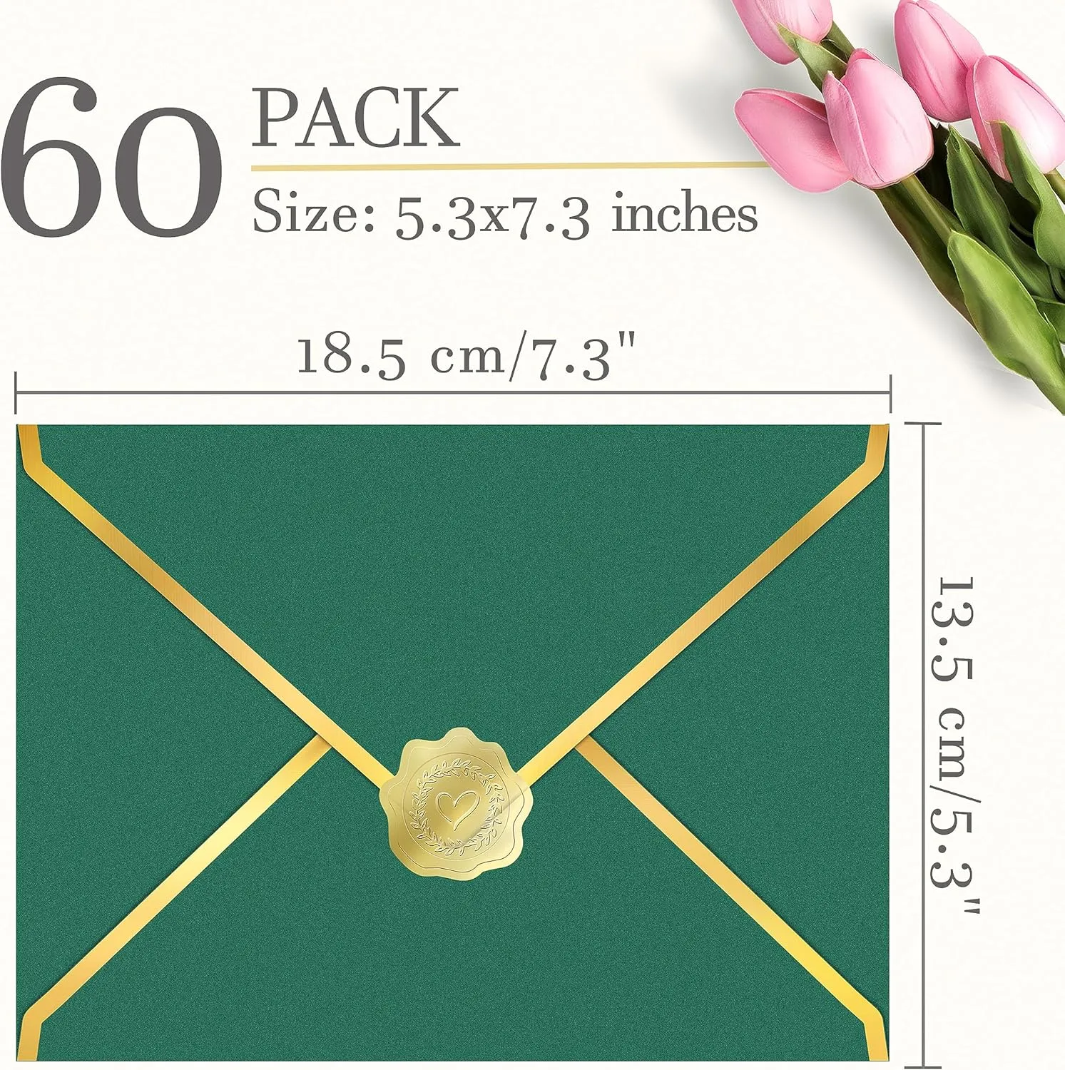 60 Pack Gold Envelopes 5x7, 250G Pearled Cardstock A7, A6 4x6 for Invitations, Business, Wedding, Baby Shower