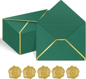 60 Pack Gold Envelopes 5x7, 250G Pearled Cardstock A7, A6 4x6 for Invitations, Business, Wedding, Baby Shower