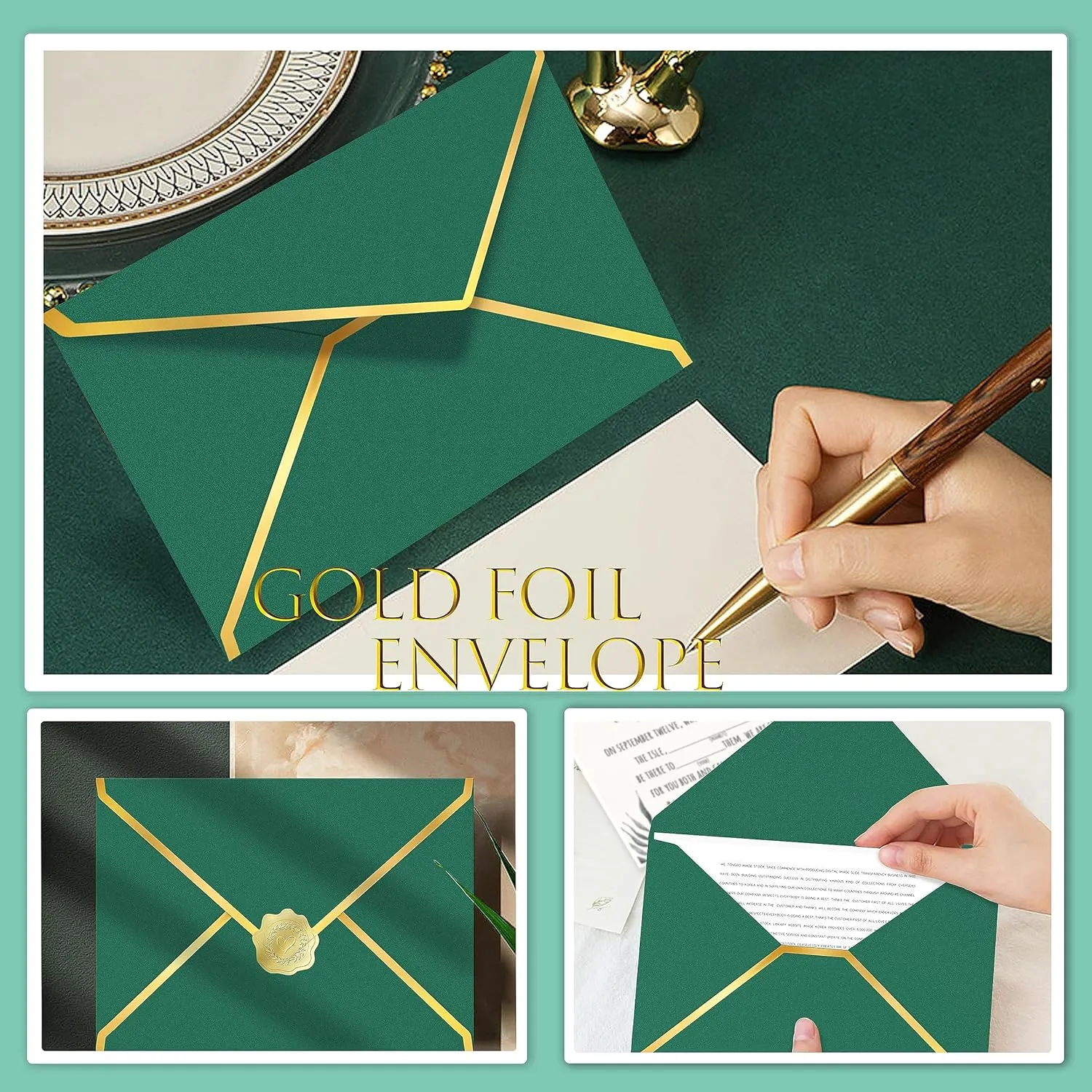 60 Pack Gold Envelopes 5x7, 250G Pearled Cardstock A7, A6 4x6 for Invitations, Business, Wedding, Baby Shower