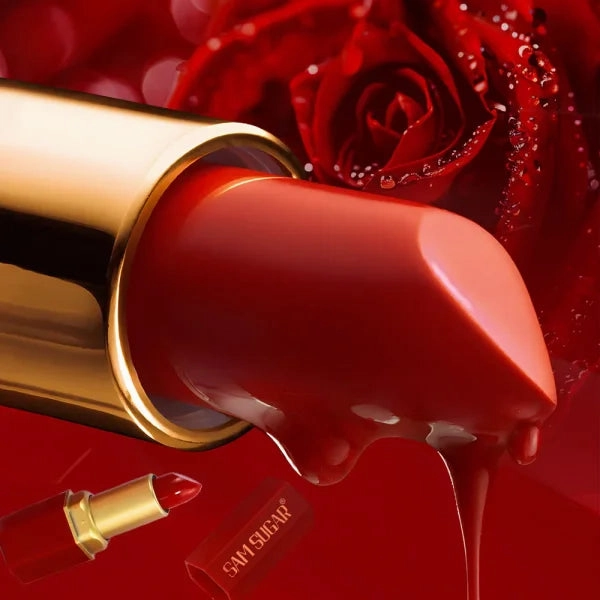 6 Colors Gold Bar Tube Lipstick Set – Matte, Pearlescent, Glitter Velvet Lipsticks – Valentine's Day Gift