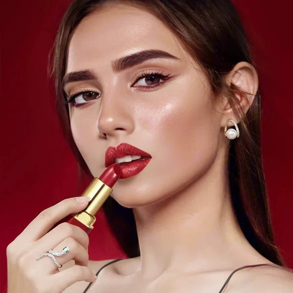 6 Colors Gold Bar Tube Lipstick Set – Matte, Pearlescent, Glitter Velvet Lipsticks – Valentine's Day Gift