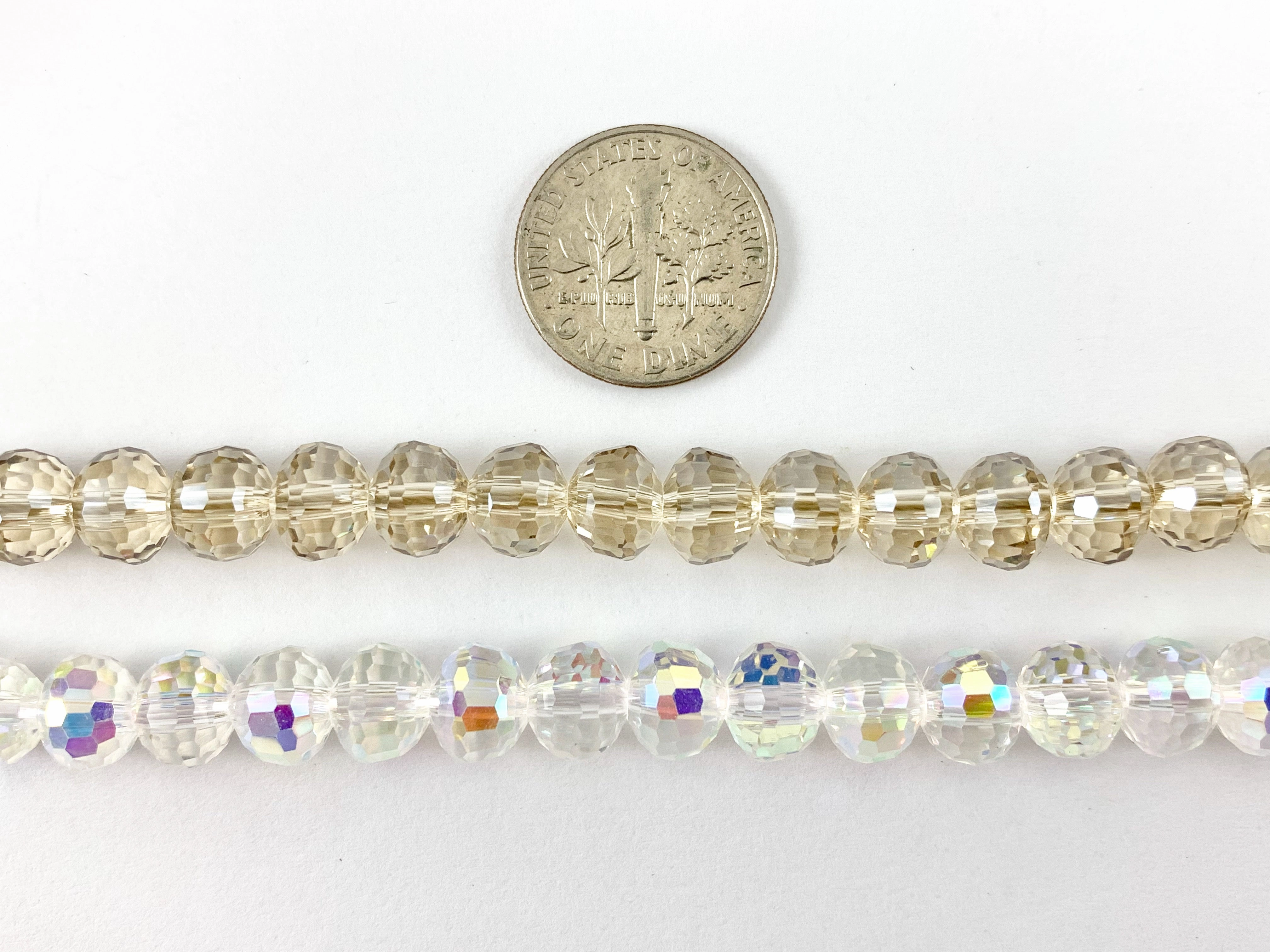 6x7.5mm High Quality Crystal Puffy Rondelle Faceted Super Shiny Rondel Crystal Beads Strand Available in Clear AB & Champagne Color