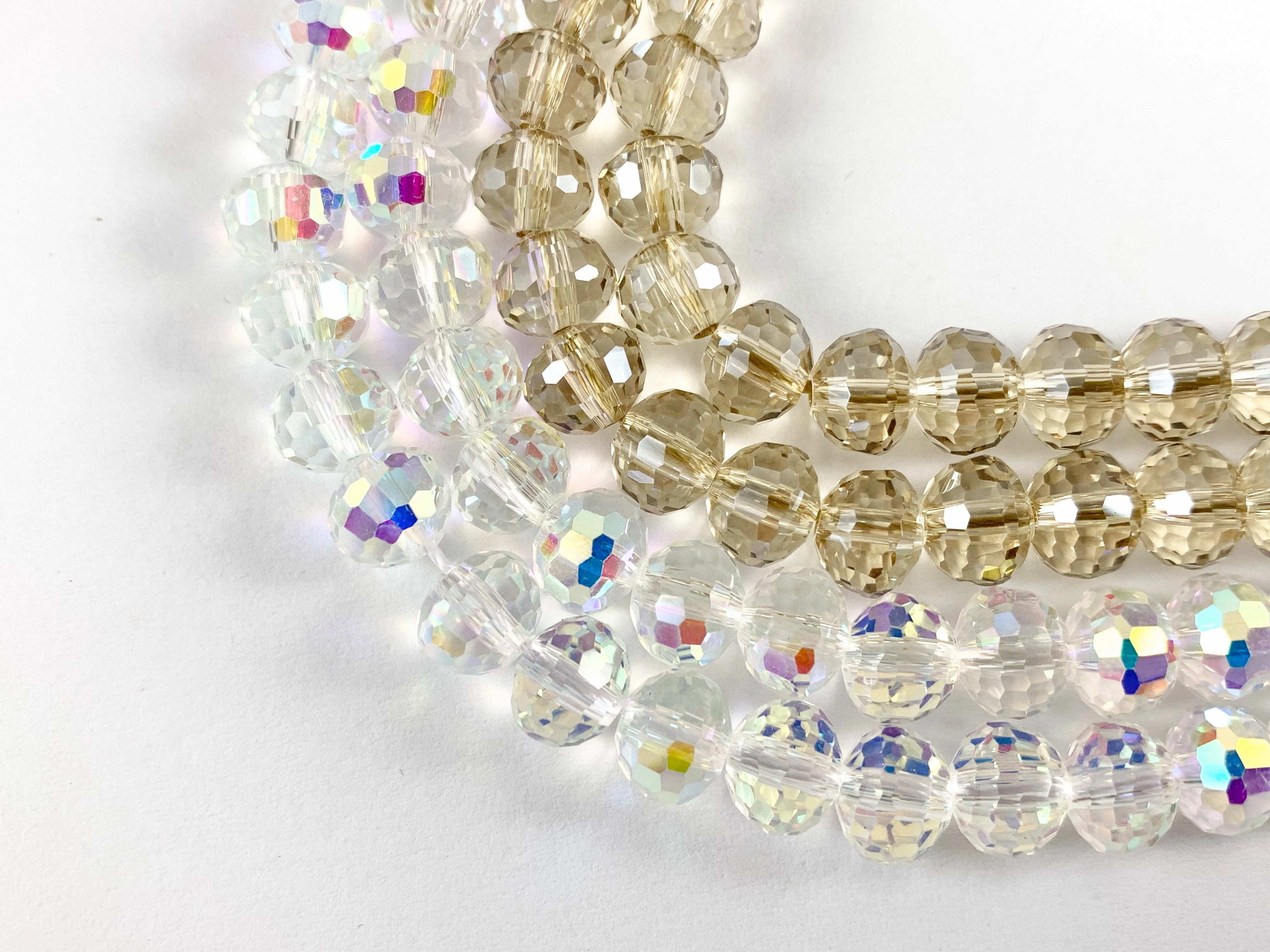 6x7.5mm High Quality Crystal Puffy Rondelle Faceted Super Shiny Rondel Crystal Beads Strand Available in Clear AB & Champagne Color