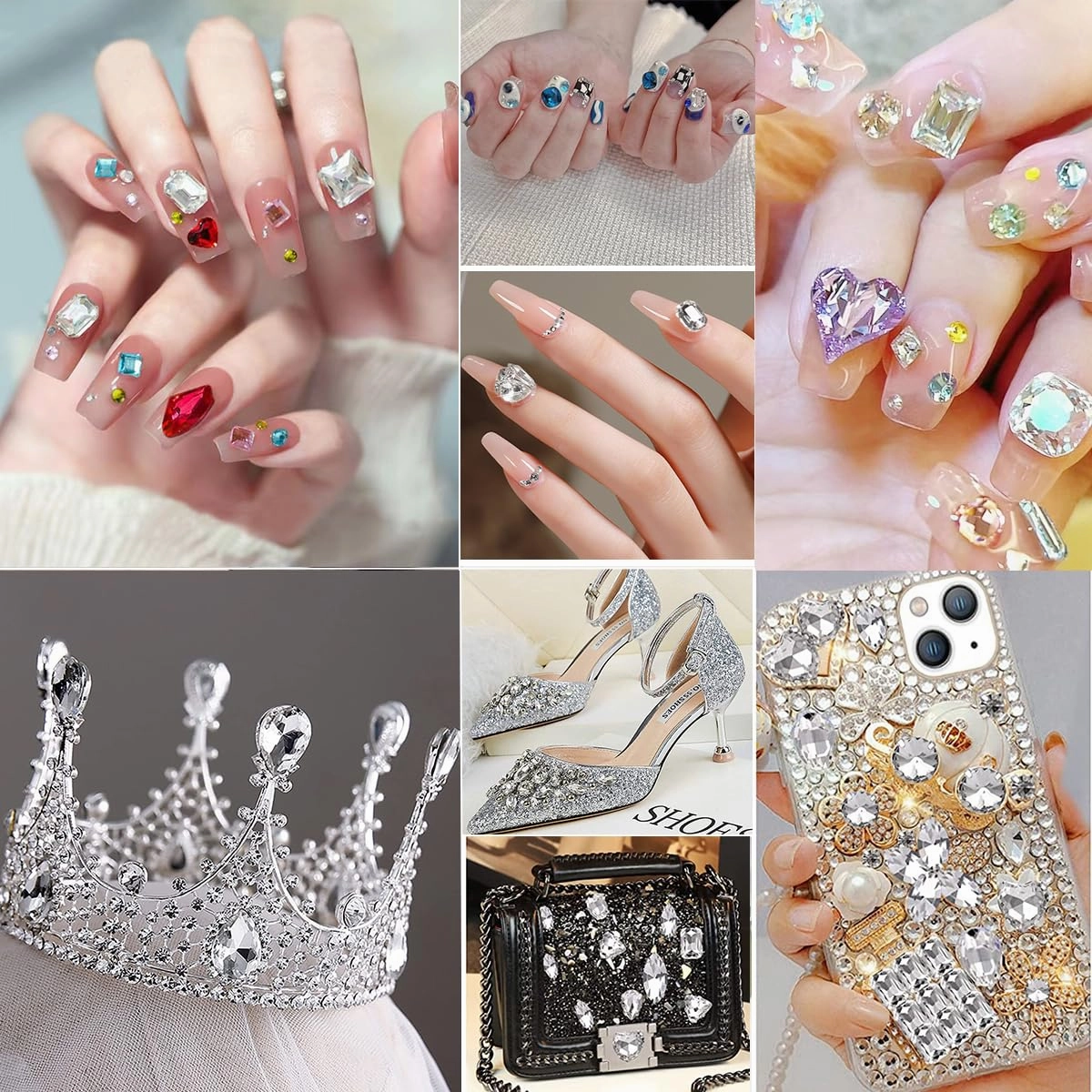 72pcs Mix Shape Crystal Nail Art Rhinestone Gems Point Back Fancy Stone Sew On Rhinestone Loose Crystal Sewing for Clothing Wedding Dress Nail Art Shoes Bags DIY Crafts