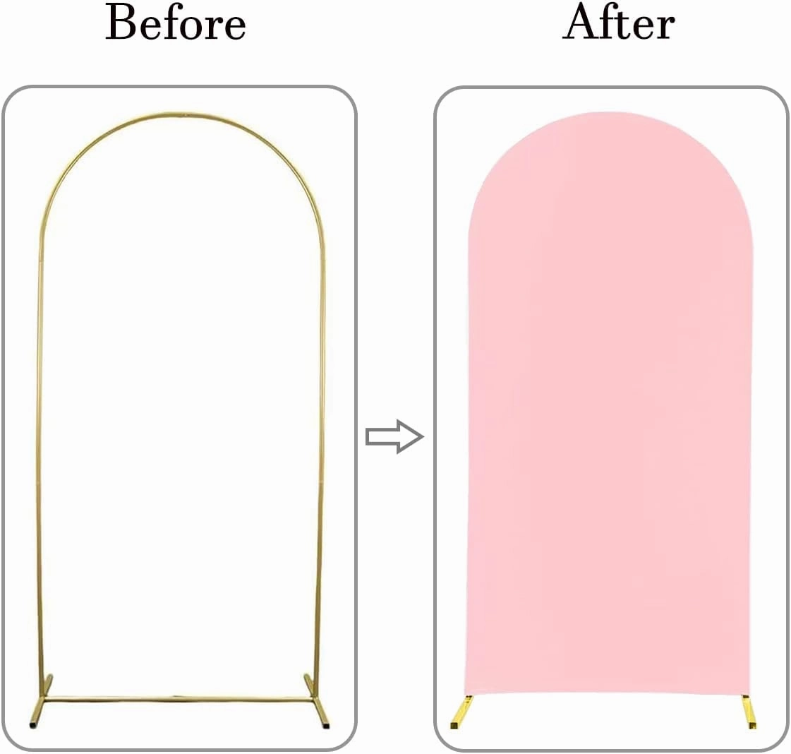 7.2 FT Pink Arch Backdrop Cover Spandex Fitted Arch Backdrop Stand Cover for Wedding Reception Birthday Party Bridal Baby Shower Arched Backdrop Decor