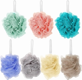7pcs Bath Ball Shower Loofah Exfoliating Scrubber Multi-Color Easy Identification Quick Dry