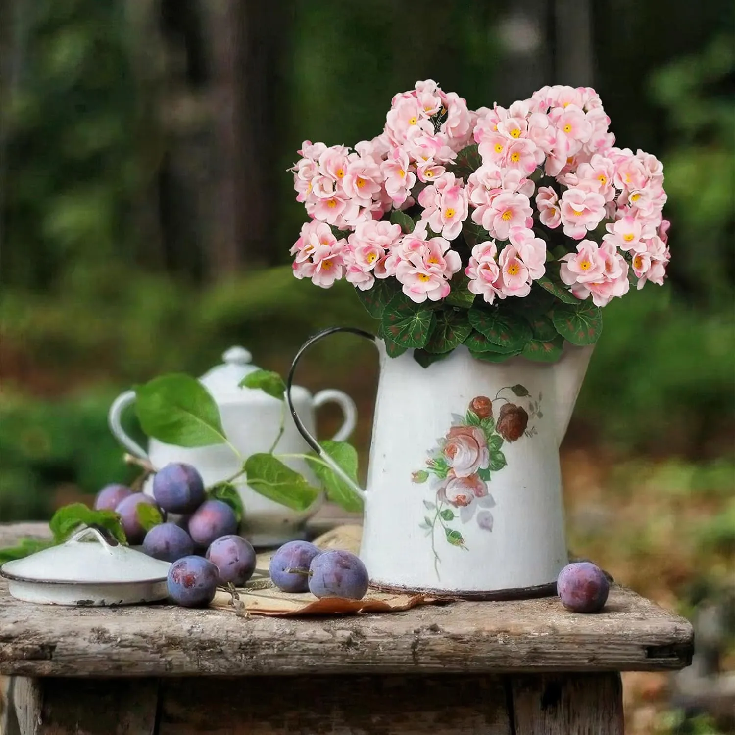 8 Pcs Artificial Geraniums Flowers Pink Silk Geraniums for Outdoors UV Resistant Artificial Geranium Bush Faux Flowers Plants Geraniums for Garden Home Decor Indoor Patio Vase Table Centerpiece