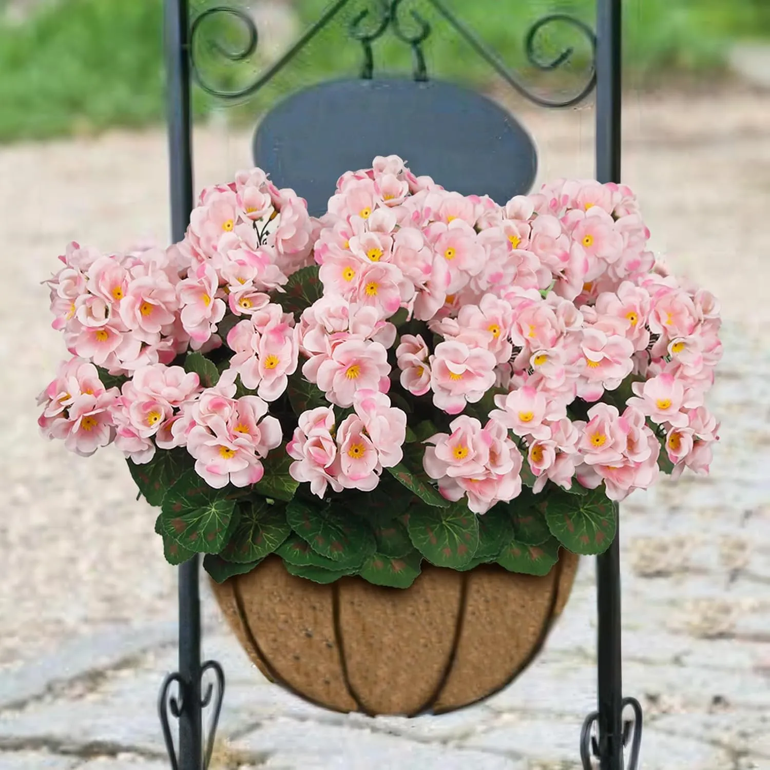8 Pcs Artificial Geraniums Flowers Pink Silk Geraniums for Outdoors UV Resistant Artificial Geranium Bush Faux Flowers Plants Geraniums for Garden Home Decor Indoor Patio Vase Table Centerpiece
