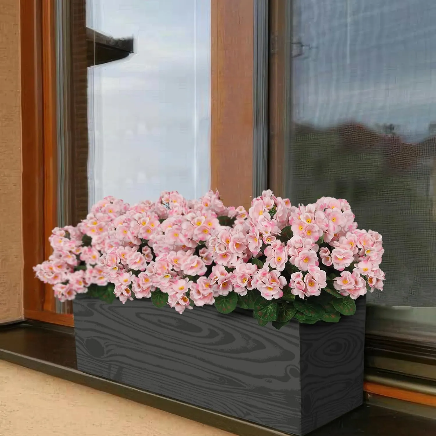 8 Pcs Artificial Geraniums Flowers Pink Silk Geraniums for Outdoors UV Resistant Artificial Geranium Bush Faux Flowers Plants Geraniums for Garden Home Decor Indoor Patio Vase Table Centerpiece
