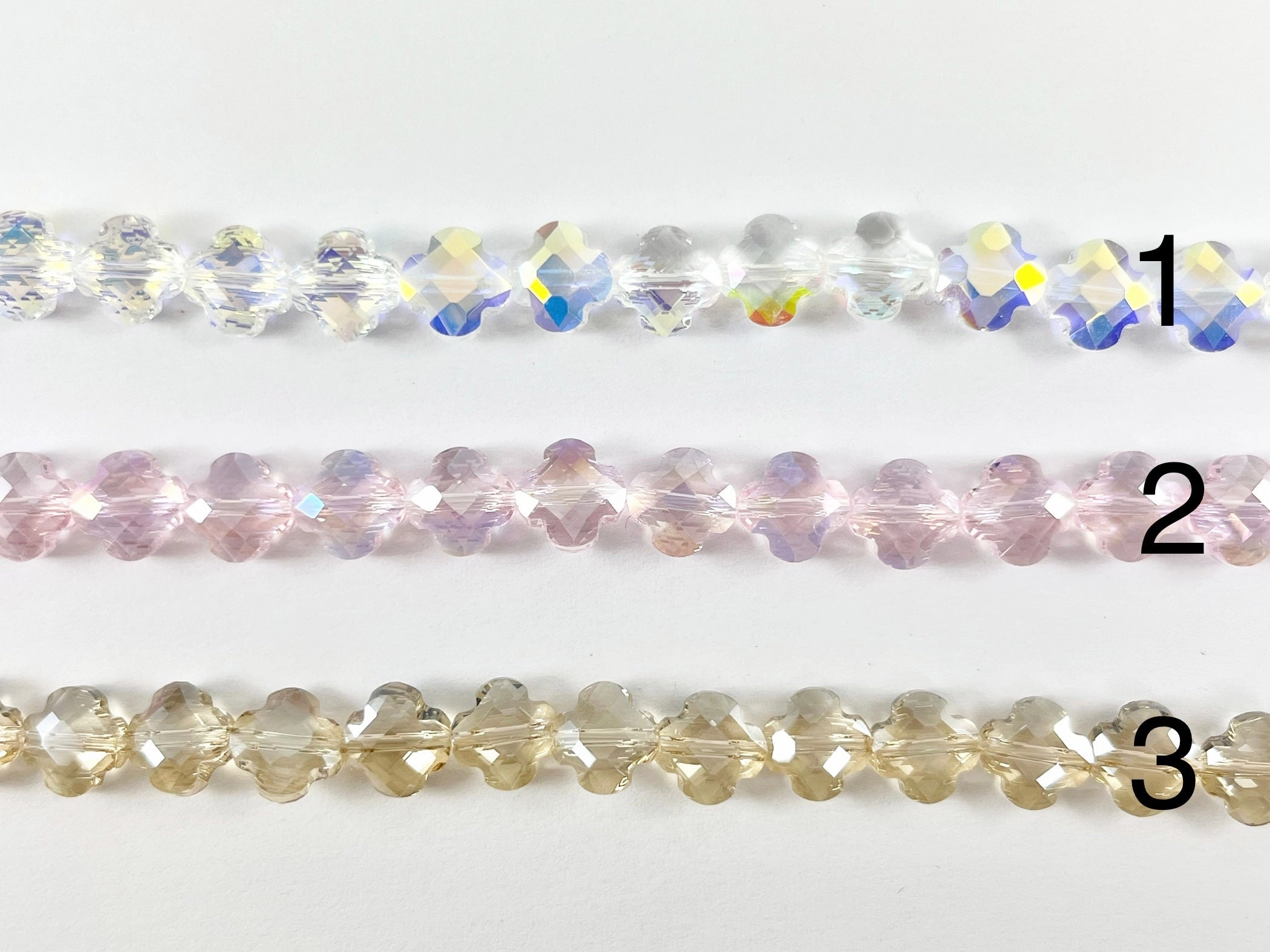 8mm High Quality Crystal Mini Clover Faceted Shiny Four Leaf Beads Quatrefoil Crystal Beads Strand Available in 6 Colors