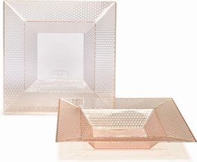 " OCCASIONS " 40 Pieces Plates Pack, Heavyweight Wedding Party Disposable Plastic Bowls (12oz Soup Bowl, Vitro Clear/Blush)