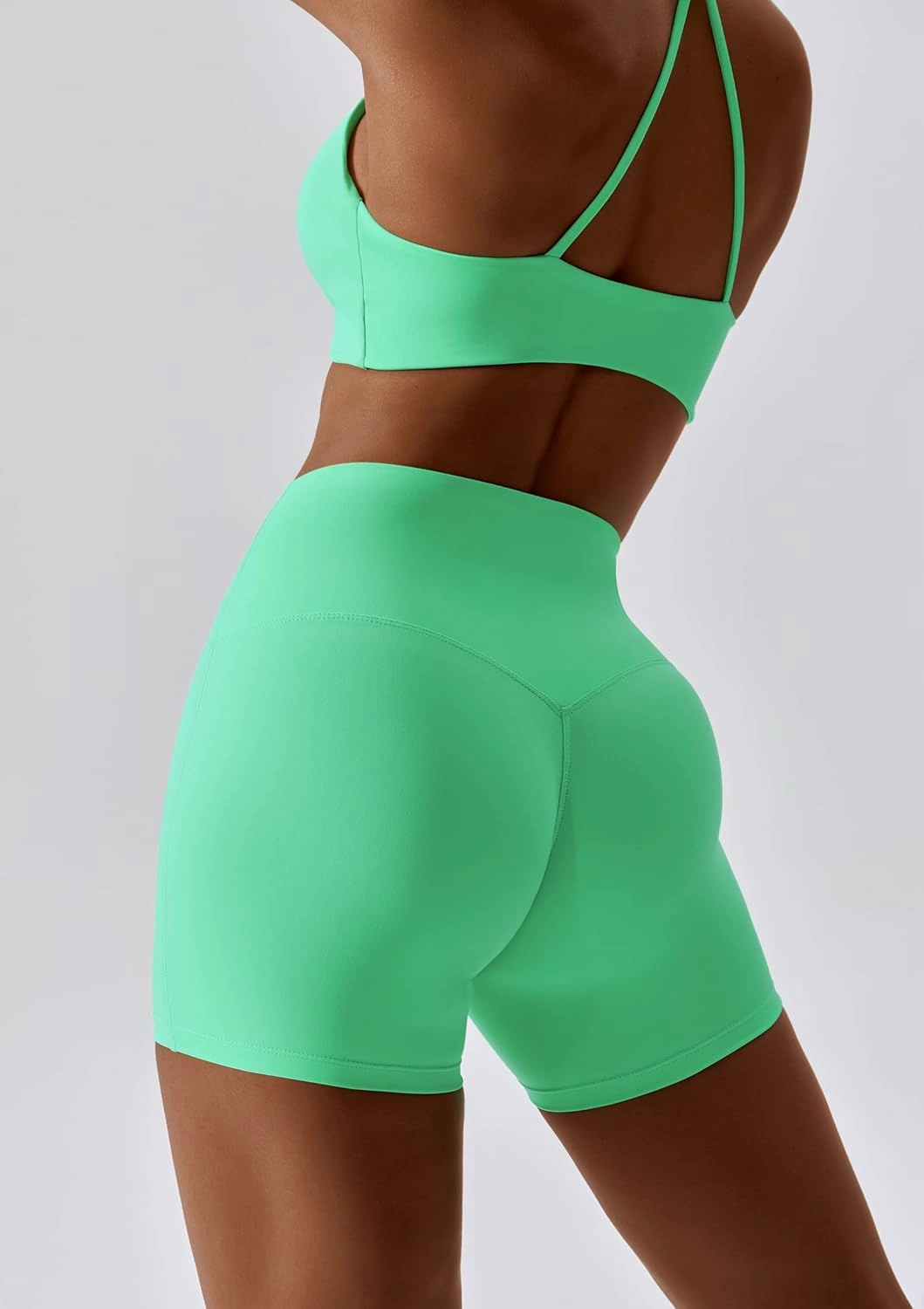 ABOCIW Workout Sets for Women 2 Piece Twist Front Halter Sports Bras High Waist Biker Shorts Exercise Gym Yoga Outfit