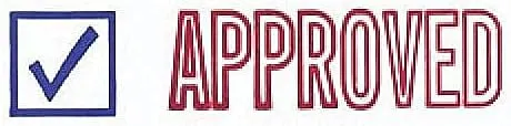 ACCU-STAMP2 Message Stamp with Shutter, 2-Color, APPROVED, 1-5/8" x 1/2" Impression, Pre-Ink, Red and Blue Ink (035525)