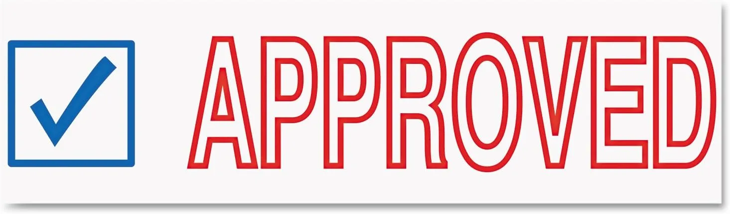 ACCU-STAMP2 Message Stamp with Shutter, 2-Color, APPROVED, 1-5/8" x 1/2" Impression, Pre-Ink, Red and Blue Ink (035525)