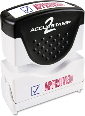 ACCU-STAMP2 Message Stamp with Shutter, 2-Color, APPROVED, 1-5/8" x 1/2" Impression, Pre-Ink, Red and Blue Ink (035525)