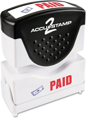 ACCU-STAMP2 Message Stamp with Shutter, 2-Color, PAID, 1-5/8" x 1/2" Impression, Pre-Ink, Blue and Red Ink (035535)