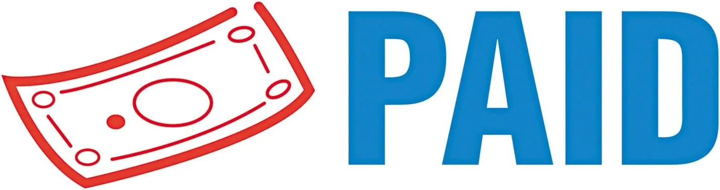 ACCU-STAMP2 Message Stamp with Shutter, 2-Color, PAID, 1-5/8" x 1/2" Impression, Pre-Ink, Blue and Red Ink (035535)