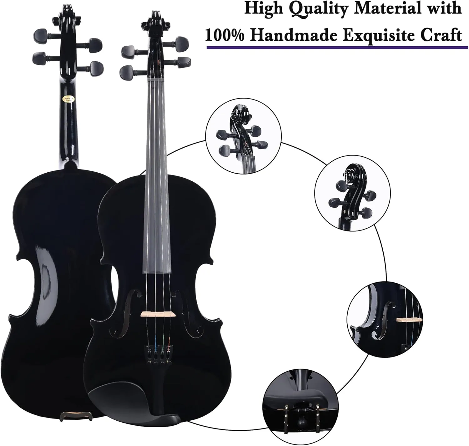 ADM Acoustic Violin for Kids Beginners, 4/4 Full Size Acoustic Violin Fiddle for Teens Students Violin Starter Kit with Hard Case, Rosin, Shoulder Rest, Bow, Violin Music Stand and Strings,Black