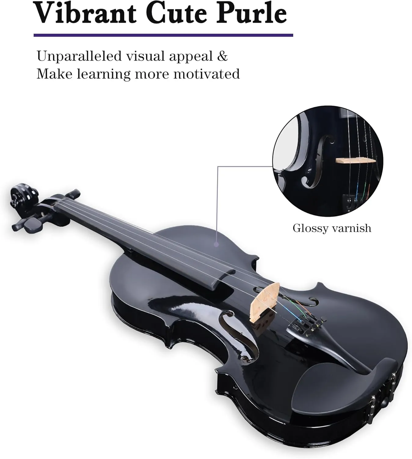 ADM Acoustic Violin for Kids Beginners, 4/4 Full Size Acoustic Violin Fiddle for Teens Students Violin Starter Kit with Hard Case, Rosin, Shoulder Rest, Bow, Violin Music Stand and Strings,Black