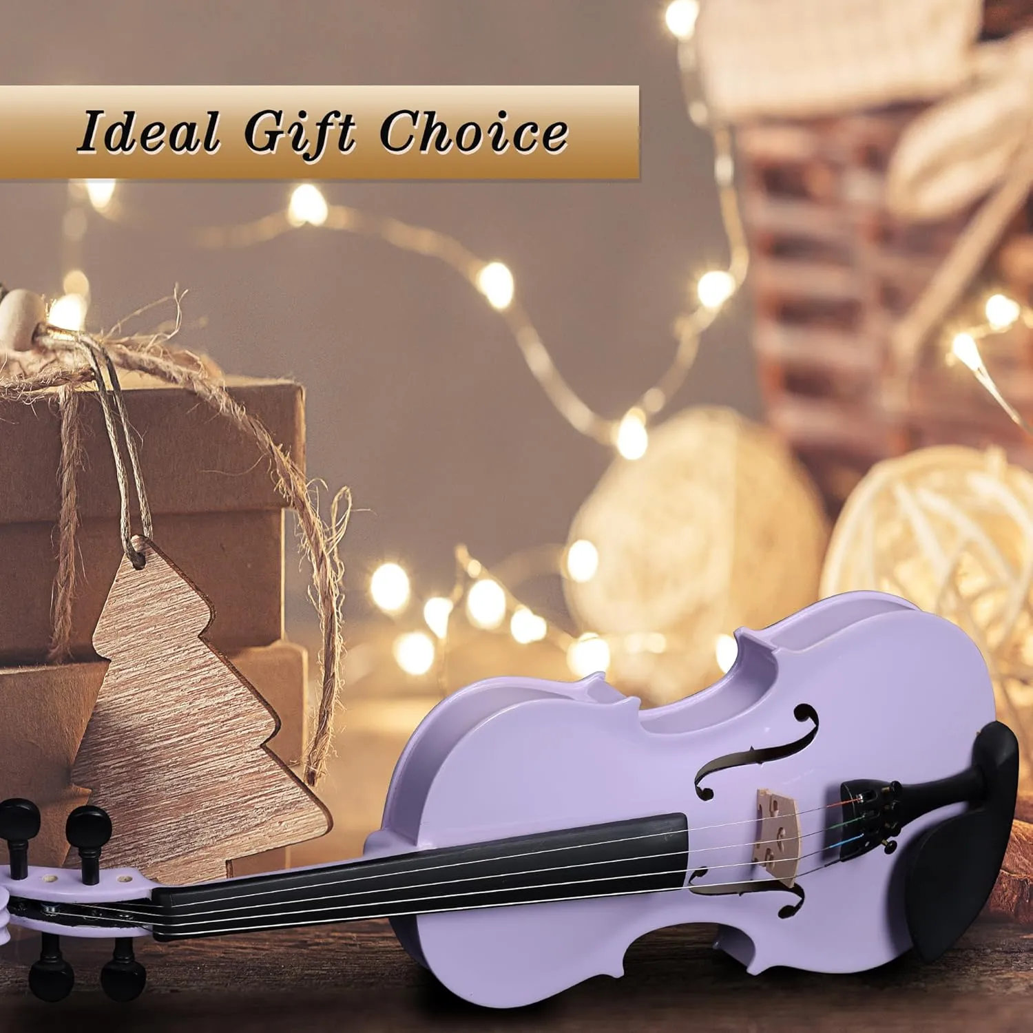 ADM Acoustic Violin for Kids Beginners,1/4 Size Acoustic Violin Fiddle for Teens Students Violin Starter Kit with Hard Case, Rosin, Shoulder Rest, Bow, Violin Music Stand and Strings,Purple