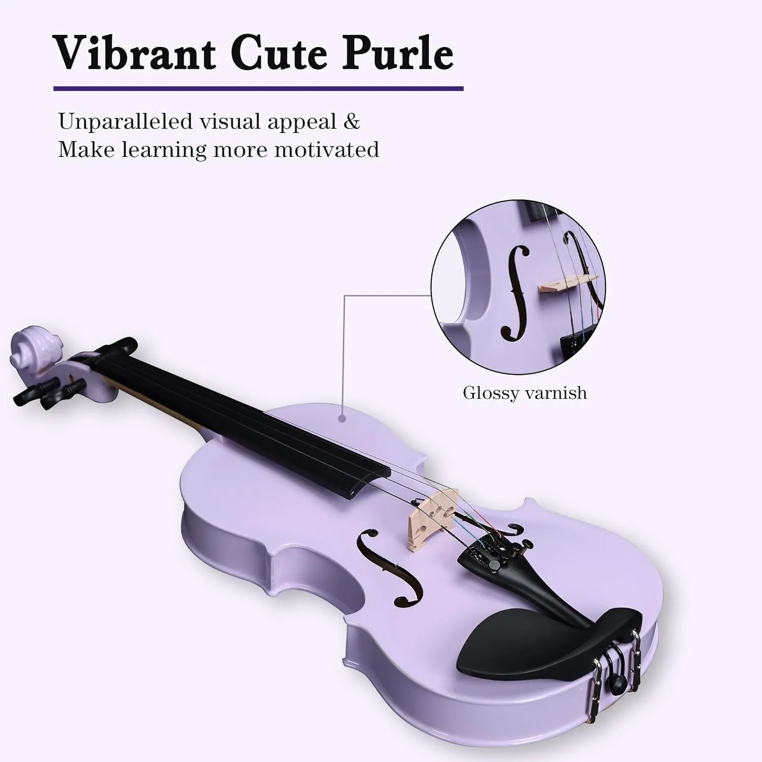 ADM Acoustic Violin for Kids Beginners,1/4 Size Acoustic Violin Fiddle for Teens Students Violin Starter Kit with Hard Case, Rosin, Shoulder Rest, Bow, Violin Music Stand and Strings,Purple