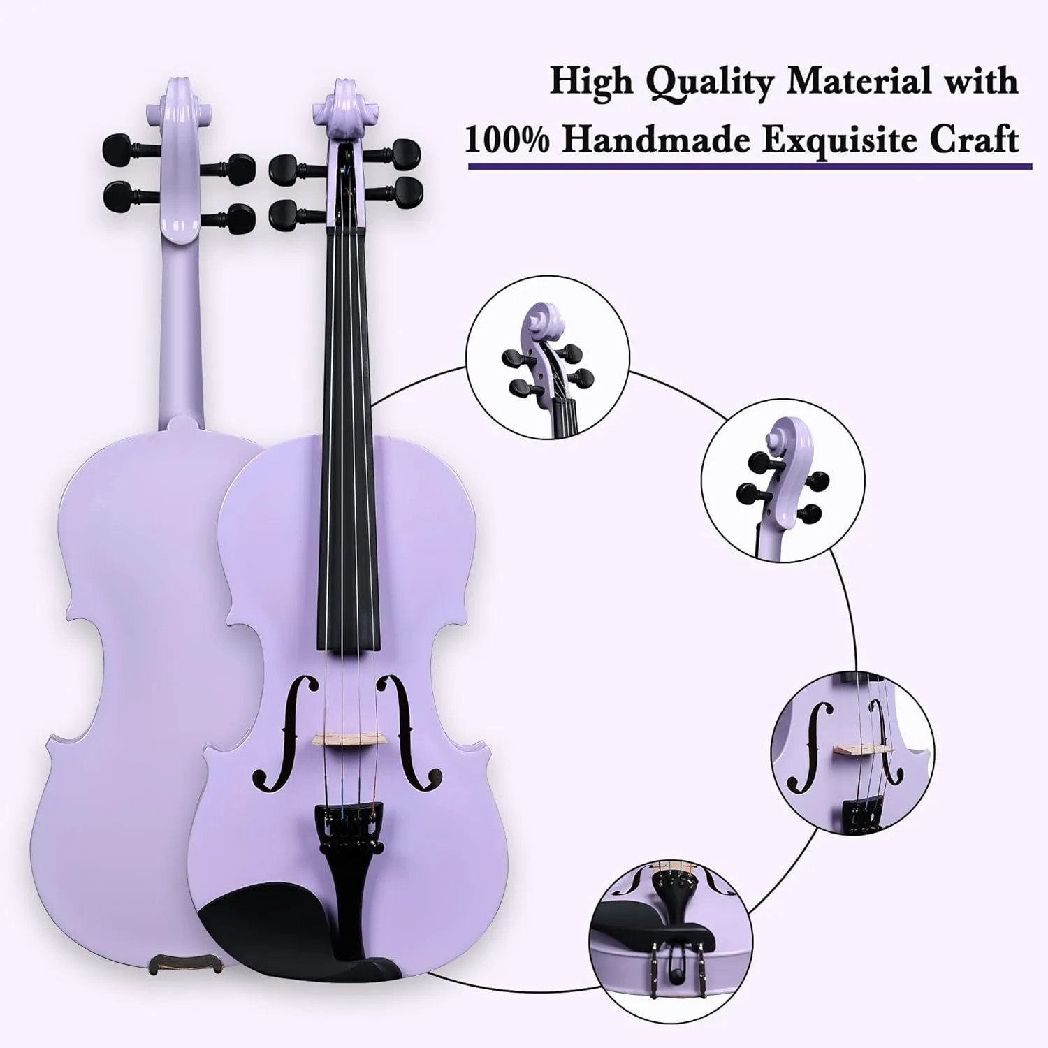 ADM Acoustic Violin for Kids Beginners,1/4 Size Acoustic Violin Fiddle for Teens Students Violin Starter Kit with Hard Case, Rosin, Shoulder Rest, Bow, Violin Music Stand and Strings,Purple