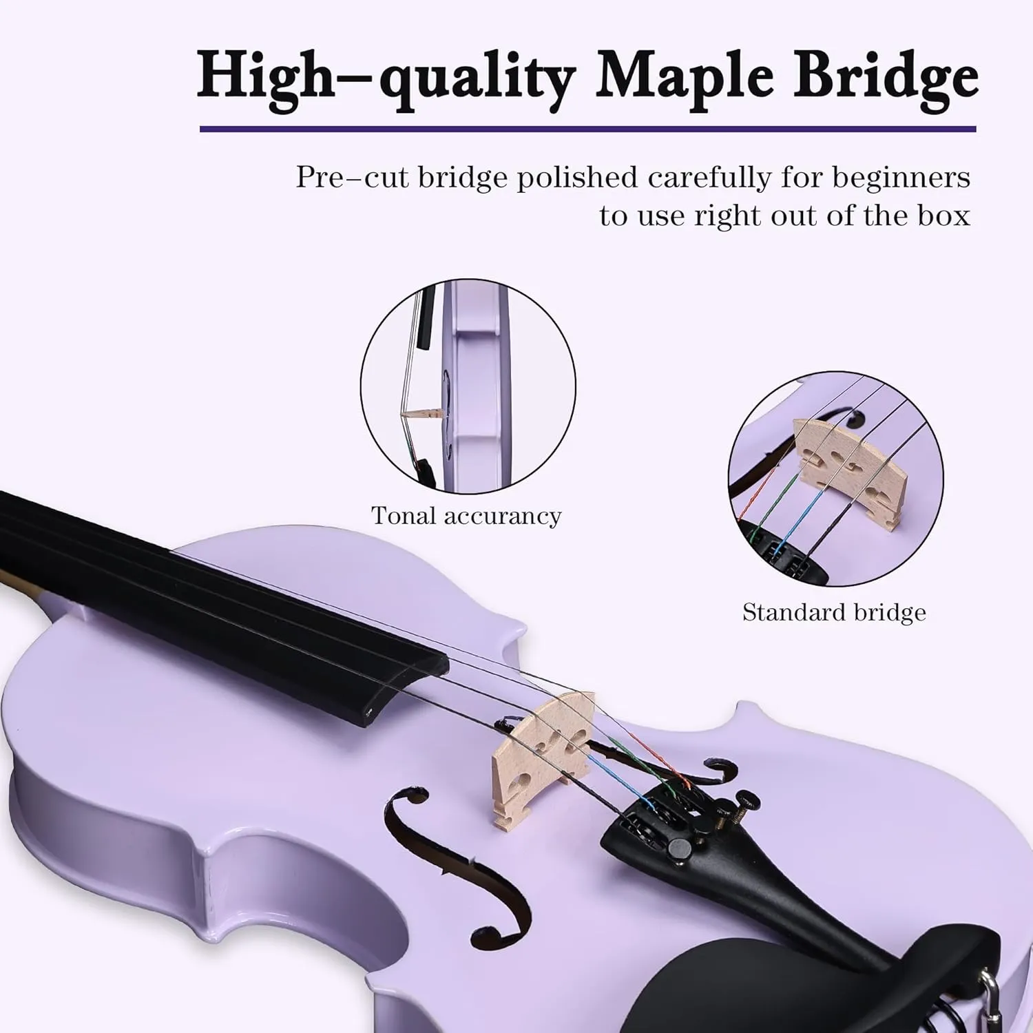 ADM Acoustic Violin for Kids Beginners,1/4 Size Acoustic Violin Fiddle for Teens Students Violin Starter Kit with Hard Case, Rosin, Shoulder Rest, Bow, Violin Music Stand and Strings,Purple