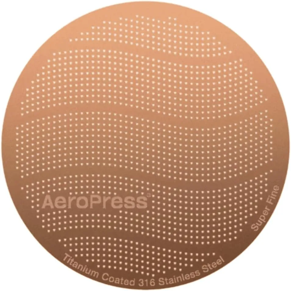 AeroPress Gold Tone Metal Coffee Filters, Reusable Coffee Filters for AeroPress Coffee Makers, Full-Bodied Coffee Without Bitterness, Easy to Clean Gold Coffee Filter, Stainless Steel - Standard