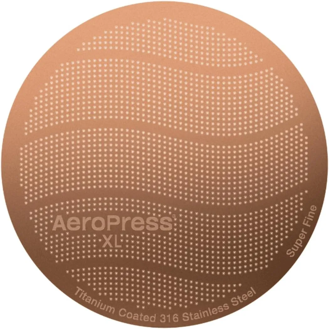 AeroPress Gold Tone Metal Coffee Filters, Reusable Coffee Filters for AeroPress Coffee Makers, Full-Bodied Coffee Without Bitterness, Easy to Clean Gold Coffee Filter, Stainless Steel - XL