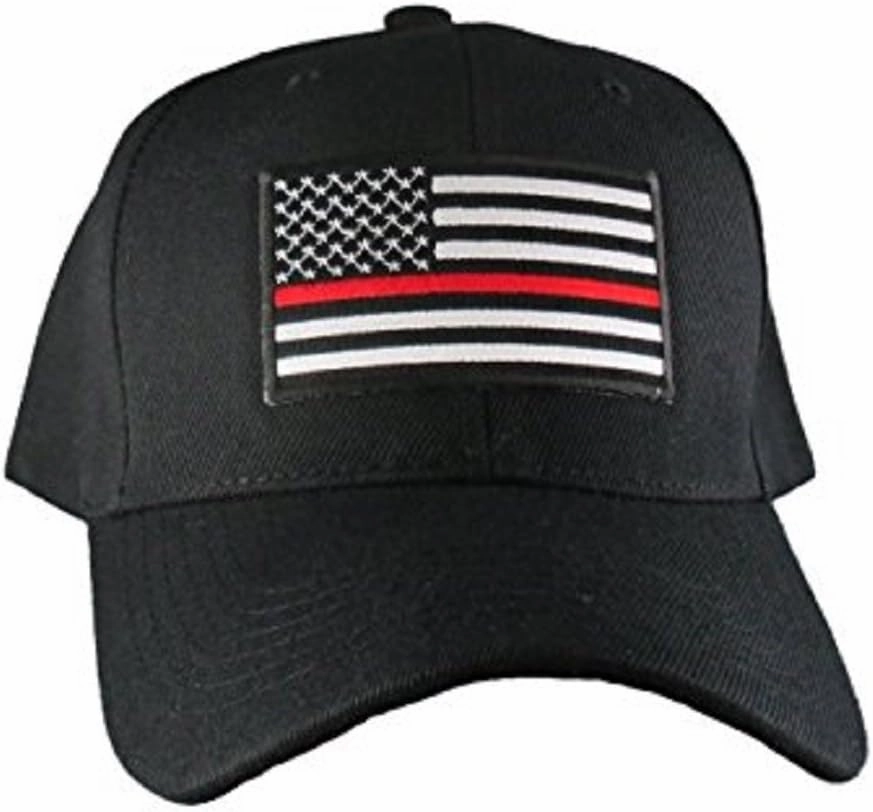 AES Lot of 6 Thin Red Line USA Fire Department American Black Embroidered Cap Hat