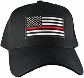 AES Lot of 6 Thin Red Line USA Fire Department American Black Embroidered Cap Hat