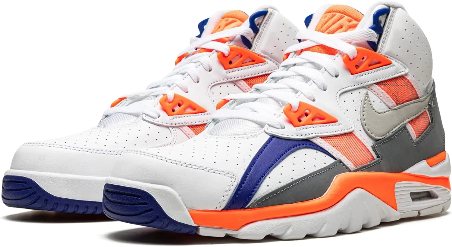 Air Trainer SC High Mens Basketball Shoes (Sail/Light Zen Grey/Tart) (DV2212-100, Blue/Grey/Orange/White)