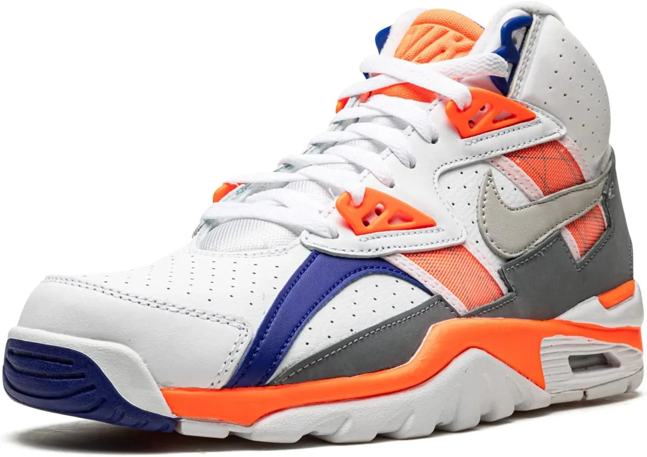 Air Trainer SC High Mens Basketball Shoes (Sail/Light Zen Grey/Tart) (DV2212-100, Blue/Grey/Orange/White)