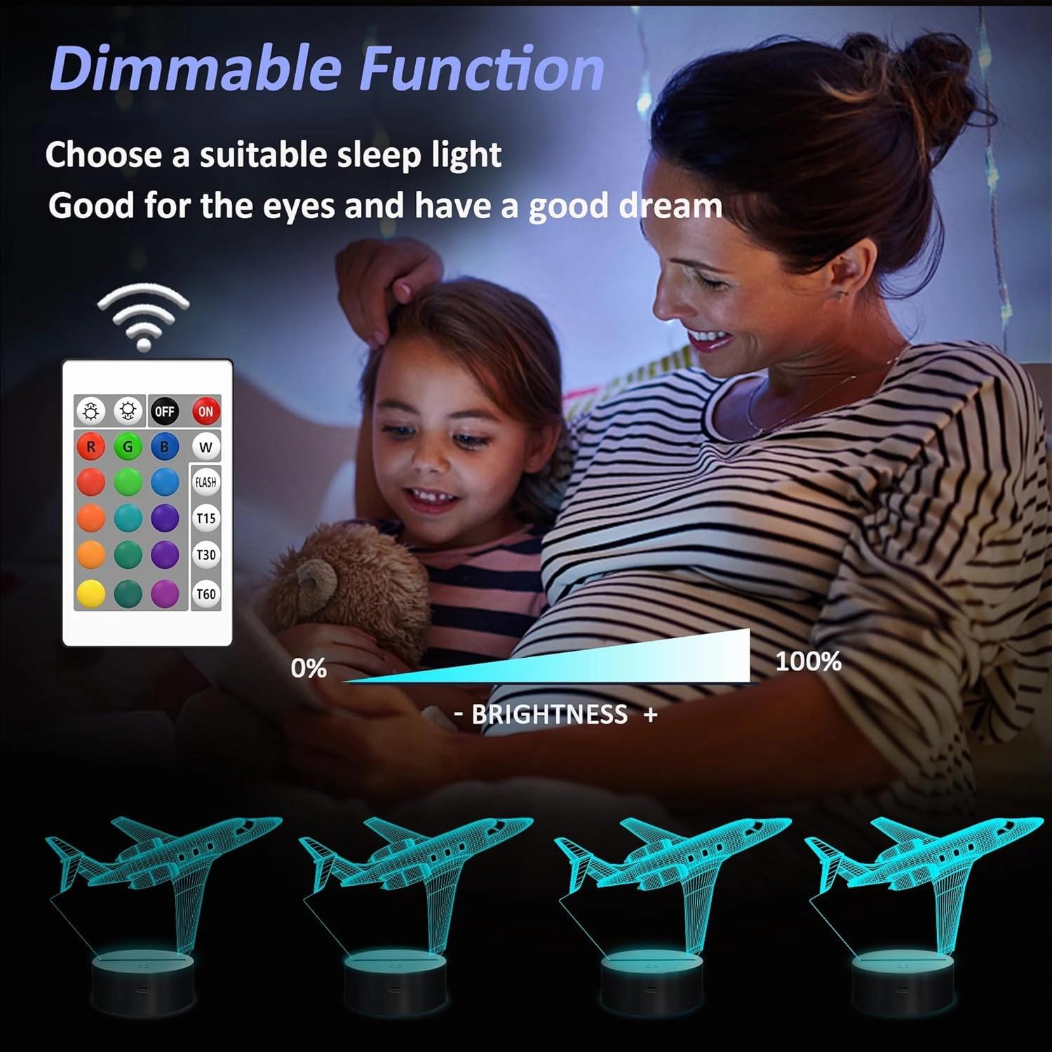 Airplane Gifts for Boy, Men, Aircraft Night Light, Gulfstream 3D Illusion Lamp with Remote and Touch Control, Plane Decor for Men Boy Kids Room, Birthday Gifts