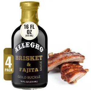 ALLEGRO - The Marinate Everything Marinades | Gold Buckle Sauce for Brisket, Fajita & Meat | Marinade for Grilling, Roasting & Cooking | Flavorful & Easy to Use | 16 Oz (Pack of 4) - Brisket & Fajita